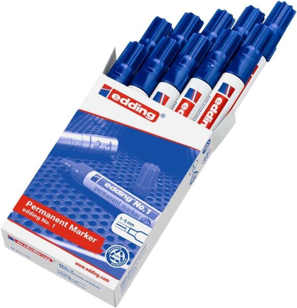 edding No. 1 Permanentmarker blau 1,0 - 5,0 mm, 10 St.