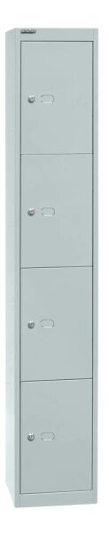 BISLEY Schließfachschrank lichtgrau CLK124645, 4 Schließfächer 30,5 x 30,5 x 180,2 cm