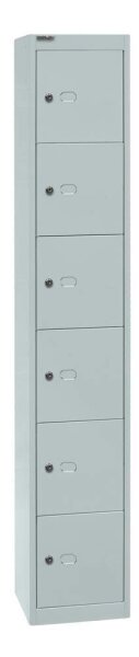 BISLEY Schließfachschrank lichtgrau CLK126645, 6 Schließfächer 30,5 x 30,5 x 180,2 cm