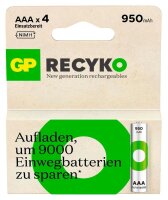 GP Akkus ReCyko+ Ni-MH Micro AAA 950 mAh, 4 St.