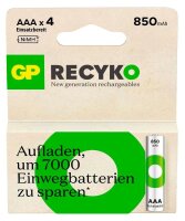 GP Akkus ReCyko+ Ni-MH Micro AAA 850 mAh, 4 St.