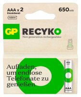 2 GP Akkus ReCyko+ Micro AAA 650 mAh  ( GPRCK65AAA082C2 )