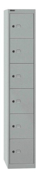 BISLEY Schließfachschrank silber CLK126355, 6 Schließfächer 30,5 x 30,5 x 180,2 cm