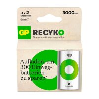 GP Akkus ReCyko+ Ni-MH Mono D 3.000 mAh, 2 St.