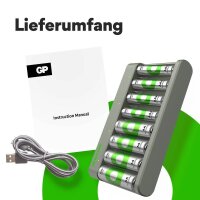 GP Basic E821U 8-Port USB-Akku-Ladegerät inkl. Akkus