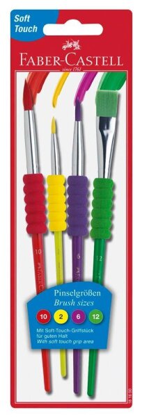 FABER-CASTELL Bunt Pinsel-Set Größe 2, 6, 10, 12, 4-teilig