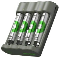 GP B441U 4-Port USB-Akku-Ladegerät inkl. Akkus