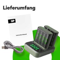 GP M452D 2x4-Port + Dockingstation Akku-Schnellladegerät inkl. Akkus