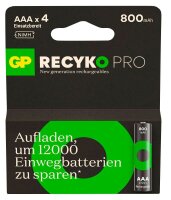 GP Akkus ReCyko+ PRO Ni-MH Micro AAA 800 mAh, 4 St.