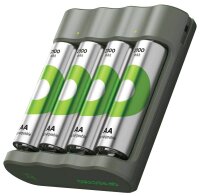 GP B441U + B441D 4-Port USB-Akku-Ladegerät inkl. Akkus