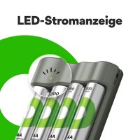 GP B441U + B441D 4-Port USB-Akku-Ladegerät inkl. Akkus