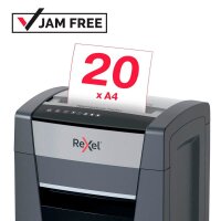 Rexel Momentum P420+ Aktenvernichter mit Partikelschnitt P-4, 4 x 35 mm, bis 20 Blatt, grau
