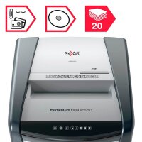 Rexel XP520+ Aktenvernichter mit Partikelschnitt P-5, 2 x 15 mm, bis 20 Blatt, grau