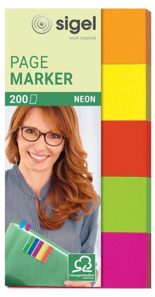 SIGEL NEON Haftmarker farbsortiert 5x 40 Streifen