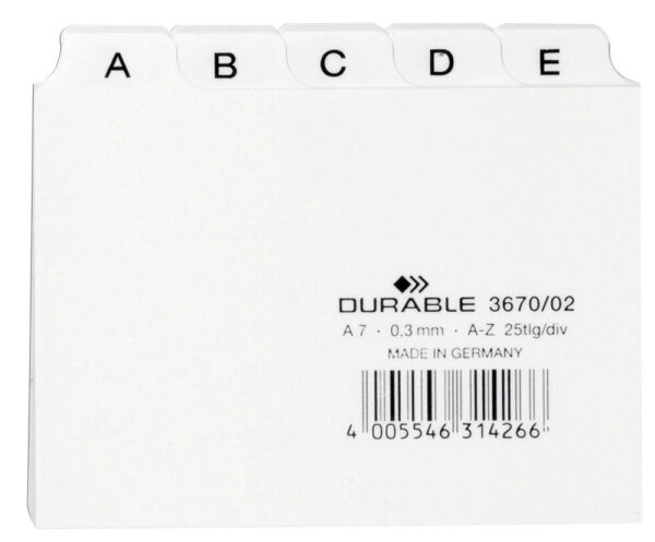 DURABLE Karteikartenregister A-Z weiß