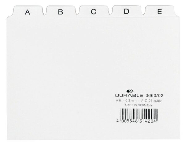 DURABLE Karteikartenregister A-Z weiß