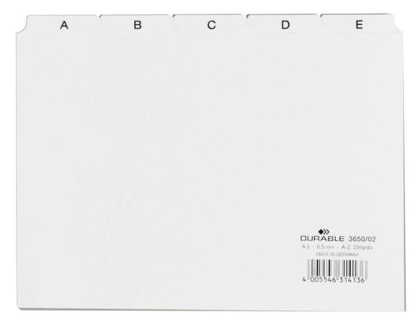DURABLE Karteikartenregister A-Z weiß