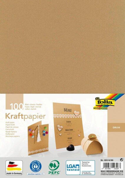 folia Tonpapier Kraftpapier braun 120 g/qm 100 Blatt
