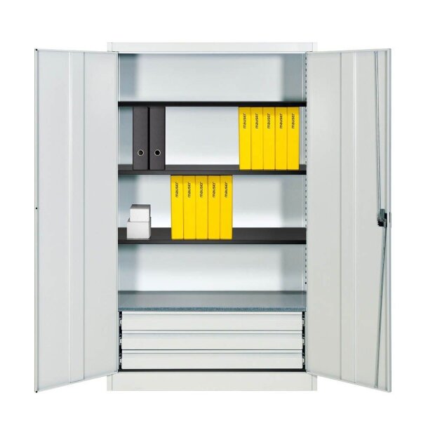 mauser Stahlschrank entero BFZ5 - 12 7035/7035 lichtgrau 4 Fachböden 120,0 x 50,0 x 195,0 cm, aufgebaut, 1 St.