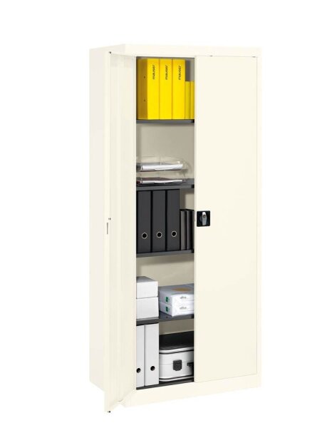 mauser Stahlschrank entero BF5 - 9010/9010 reinweiß 4 Fachböden 95,0 x 50,0 x 195,0 cm, aufgebaut, 1 St.