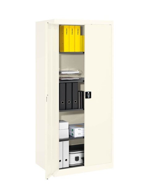 mauser Stahlschrank entero BF6 - 9010/9010 reinweiß 4 Fachböden 95,0 x 60,0 x 195,0 cm, aufgebaut, 1 St.