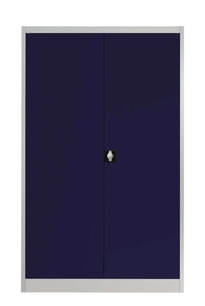 mauser Stahlschrank entero BF6 - 12 -7035/5003 lichtgrau, saphirblau 4 Fachböden 120,0 x 60,0 x 195,0 cm, aufgebaut, 1 St.