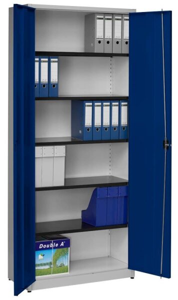 mauser Stahlschrank entero BF4/22 STG 7035/5003 lichtgrau, saphirblau 5 Fachböden 95,0 x 42,0 x 220,0 cm, aufgebaut, 1 St.