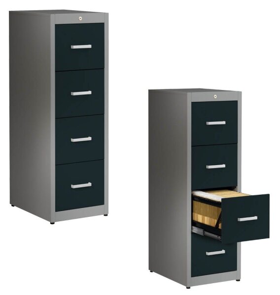 mauser client entry Hängeregistraturschrank alu, anthrazitgrau 4 Schubladen 43,4 x 60,0 x 135,0 cm, 1 St.
