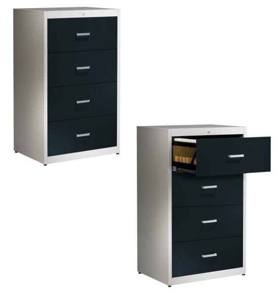 mauser client entry Hängeregistraturschrank alu, anthrazitgrau 4 Schubladen 80,0 x 60,0 x 135,0 cm, 1 St.