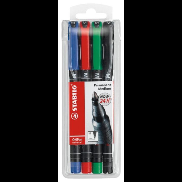 STABILO OHPen universal Folienstifte-Set farbsortiert permanent, 4 St.