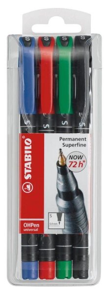 STABILO OHPen universal Folienstifte-Set farbsortiert permanent, 4 St.