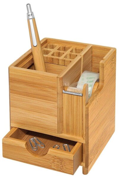 WEDO Schreibtisch-Organizer Bambus braun Bambus 4 Fächer 10,3 x 10,3 x 11,7 cm
