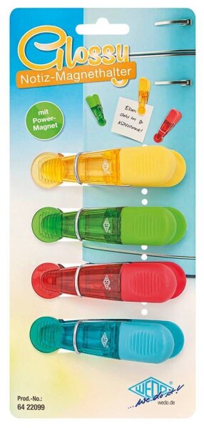 WEDO GLOSSY Magnete farbsortiert, Kunststoff 8,4 x 4,0 x 2,1 cm, 4 St.