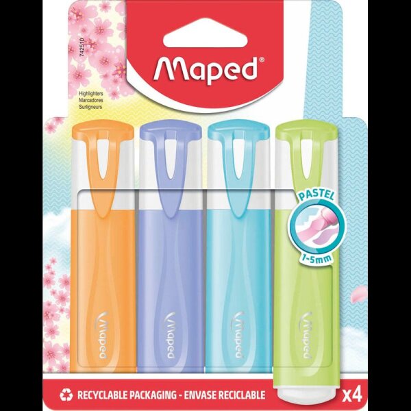maped Fluo Peps pastell Textmarker farbsortiert, 4 St.
