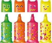 maped PIXEL PARTY Mini Textmarker farbsortiert, 4 St.