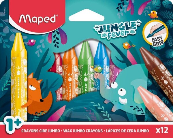 maped JUNGLE fever Jumbo Wachsmalstifte farbsortiert, 12 St.