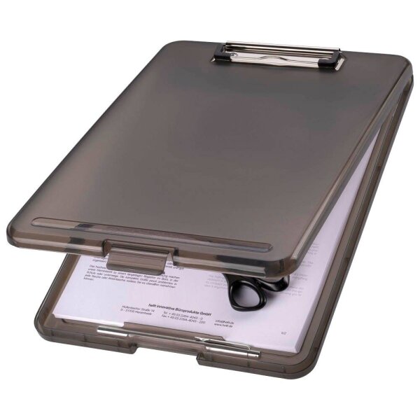 helit Klemmbrett the clip H2532009 DIN A4 grau transluzent Kunststoff, 1 St.