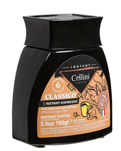 Cellini INSTANT-ESPRESSO Instantkaffee, Arabica- und Robustabohnen kräftig, 100 g