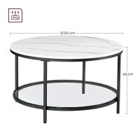 VASAGLE Beistelltisch rund Spanplatte marmor, weiß 80,0 x 80,0 x 46,0 cm, 1 St.