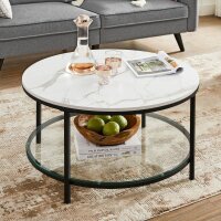 VASAGLE Beistelltisch rund Spanplatte marmor, weiß 80,0 x 80,0 x 46,0 cm, 1 St.