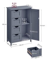 VASAGLE Badschrank LHC41GY dunkelgrau 55,0 x 28,5 x 82,0 cm