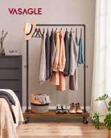 VASAGLE Rollgarderobe braun Metall 2 Haken 104,5 x 162,0 cm, 1 St.