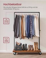 VASAGLE Rollgarderobe braun Metall 2 Haken 104,5 x 162,0 cm, 1 St.