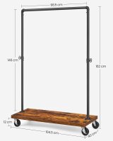 VASAGLE Rollgarderobe braun Metall 2 Haken 104,5 x 162,0 cm, 1 St.