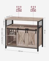 VASAGLE Sideboard, LSC092B02 grau 100,0 x 33,0 x 80,0 cm, 1 St.