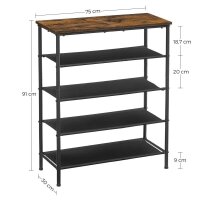 VASAGLE Schuhregal braun, schwarz 75,0 x 30,0 x 91,0 cm, 1 St.