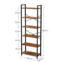 VASAGLE Bücherregal braun, schwarz 66,0 x 30,0 x 186,0 cm, 1 St.