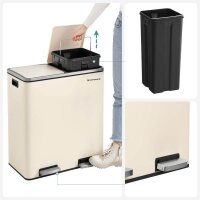 SONGMICS Mülltrenner 2x 30,0 l cremeweiß, 1 St.