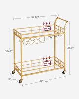 VASAGLE Servierwagen gold 86,0 x 38,0 x 90,0 cm