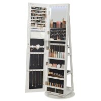SONGMICS Schmuckschrank weiß 3 Fachböden mit...